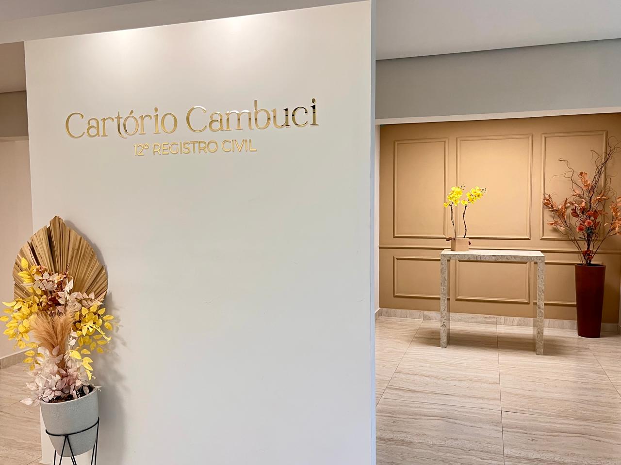 Sala de casamento decorada do Cartório Cambuci